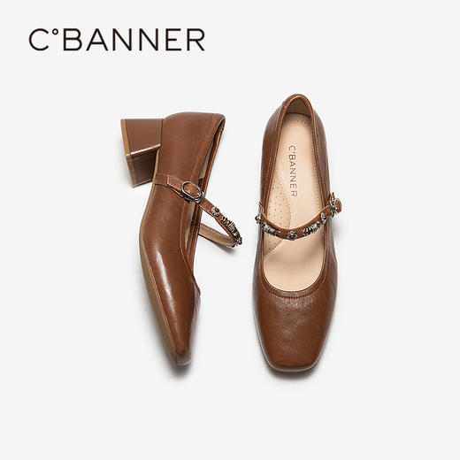 【上新】千百度轻奢羊皮玛丽珍鞋女2026春季新款小香风晚晚法式粗高跟鞋A26189828 商品图4