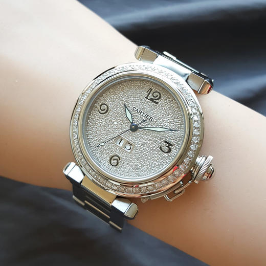 【95新】CARTIER 卡地亚W31044M7自动机械机芯日期显示35MM（女款）帕莎系列精钢/后镶钻石表圈 241225TJ21 商品图8