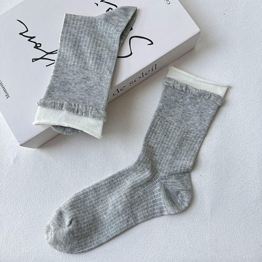基础-简约甜美撞色中筒袜女袜袜子-纪念日百货门店同款168693314 商品图3
