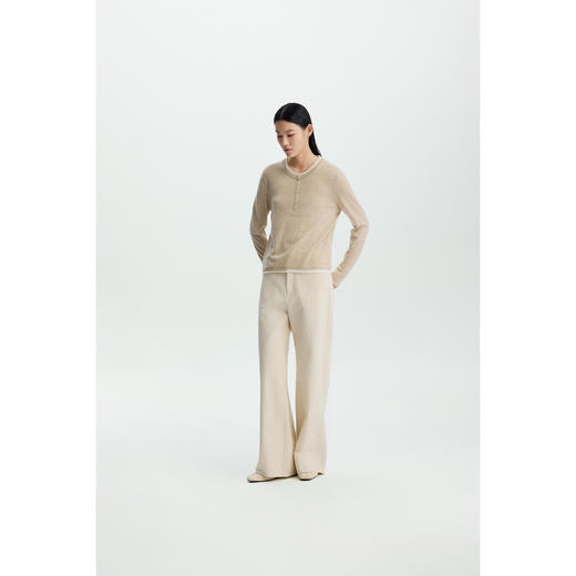 商场同款PURE TOUCH女装26春夏新款圆领羊毛针织衫撞色领宽松毛衣 商品图8