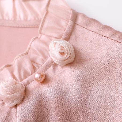 「高货wl」全新升级【铂金会员238/天猫319/差价81】(04229)洛诗琳2026春季新款法式提花肌理感绉缎拼乔其纱长袖衬衫 商品图3