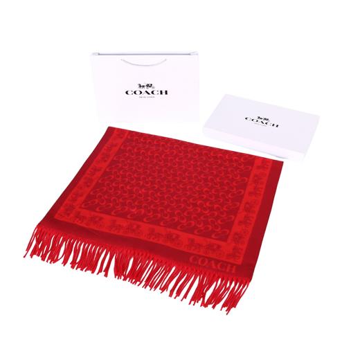 正红老花围巾，甄选柔软亲肤的羊毛混纺面料，轻盈锁温不厚重 商品图0