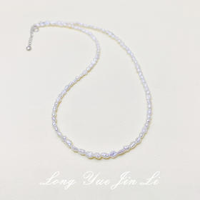 S925珍珠克絮项链（淡水无核）
；3-4mm