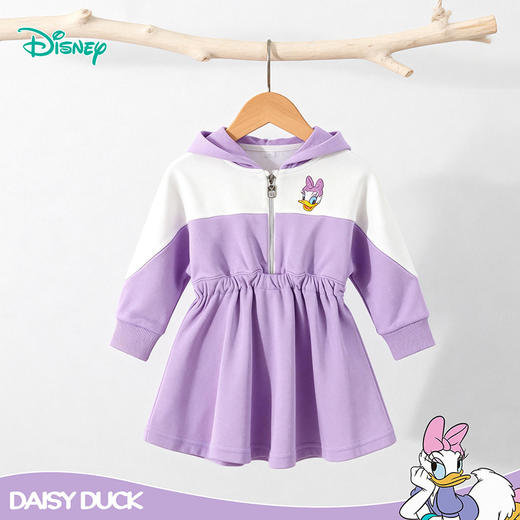 迪士尼田园牧歌女童拼色长袖连衣裙233DQ0285 商品图8