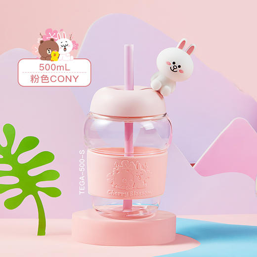 6926497308334 膳魔师THERMOS 玻璃杯LINE FRIENDS联名泡泡花朵吸管杯 商品图2
