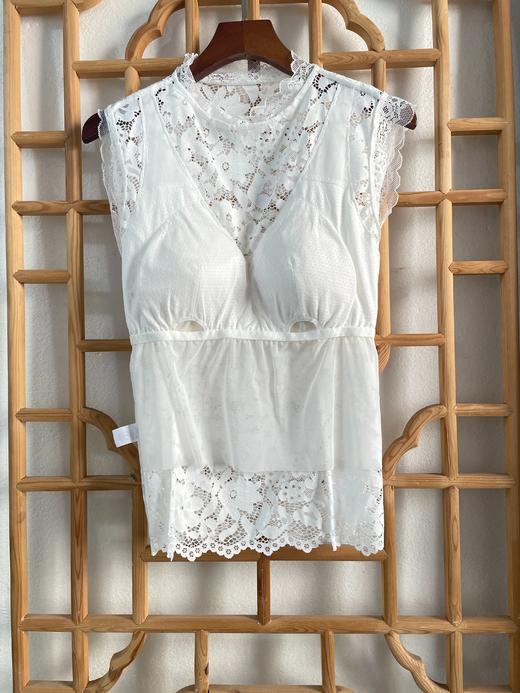 「断码清仓」纯棉罩杯带胸垫无袖蕾丝背心打底衫 XL码 ZFYY219 商品图1