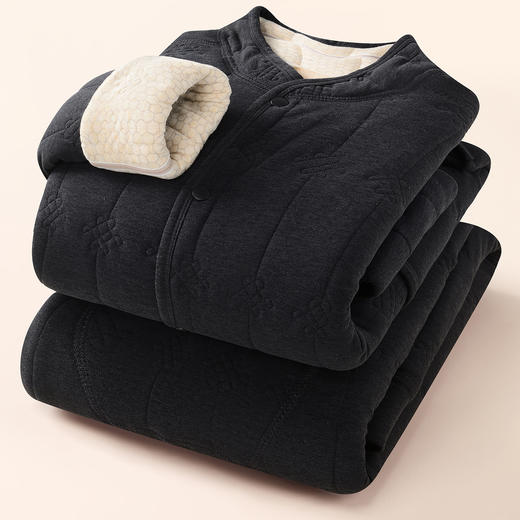 【冬季护背+护膝】家居服男女中老年羊毛加绒加厚套装妈妈爸爸保暖睡衣 商品图6