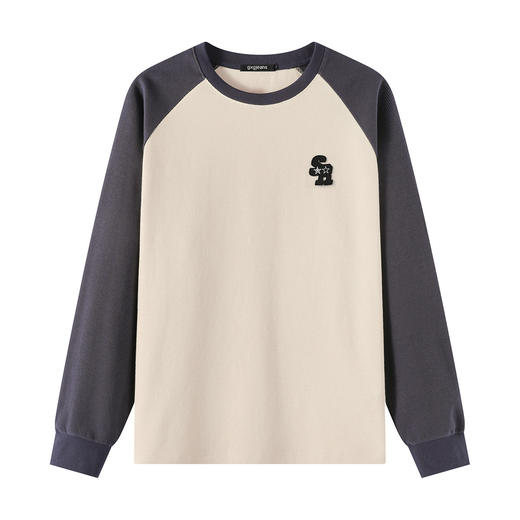 gxgjeans 男装【肌理感】男士长袖T恤25秋款撞色拼接亲肤透气内搭情侣打底衫K&C 商品图5