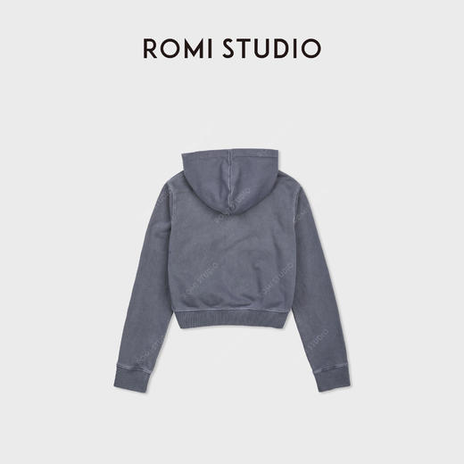 ROMI STUDIO“休闲简约”100精梳棉做旧磨白帽衫卫衣外套RWCWS67304 商品图1