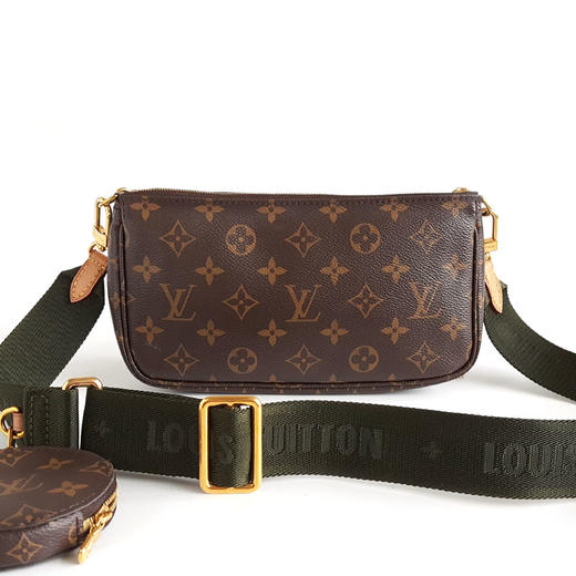 【95新】LV路易威登Multi Pochette Accessoires 手袋M44813老花绿肩带五合一单肩斜挎包女士 090126NJS33 商品图5
