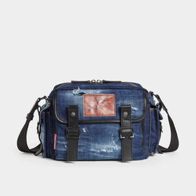 DSQUARED2 男士徽标贴片牛仔斜挎单肩包 牛仔蓝 CBM0075 10106739 M2498