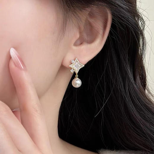 复古贝母四盲星珍珠吊坠银针耳环-纪念日百货门店同款167443604 商品图4