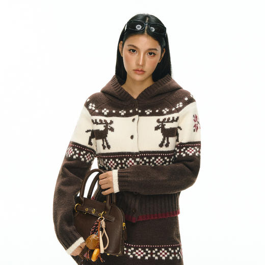 Ariseism 美式复古高领针织衫上衣短裙套装女冬季新款两件套 商品图0