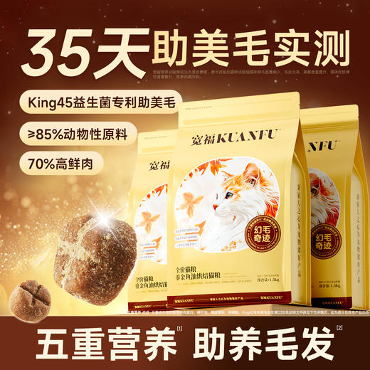 【新品】鎏金鱼油烘焙猫粮 70%高鲜肉 90℃低温烘焙  实测35天助美毛 King45益生菌专利助美毛  双重珍贵油脂 滋养毛发毛囊 商品图0