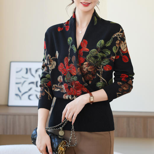 雀说针织衫时尚毛衣新款洋气女装闪钻打底衫ALW8803 商品图1