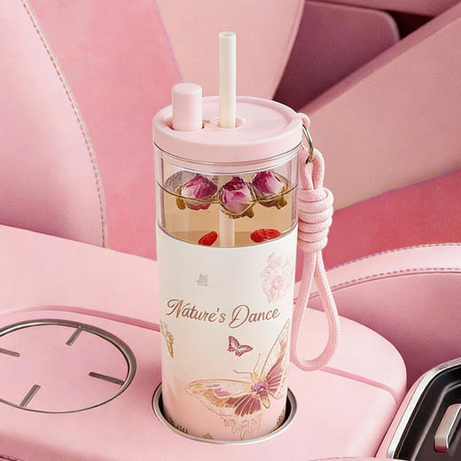 大英博物馆 博物志系列 蝴蝶翩翩 茶水分离保温杯（朦胧粉） 商品图4