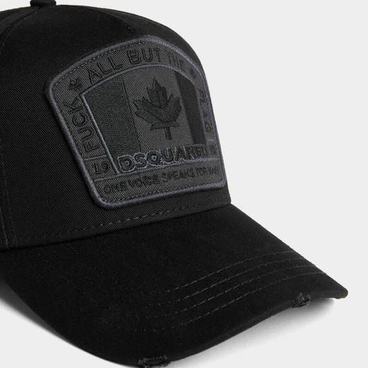 DSQUARED2 男士加拿大徽标刺绣棉质补丁棒球帽 黑色 BCM4011 05C00001 M436 商品图4