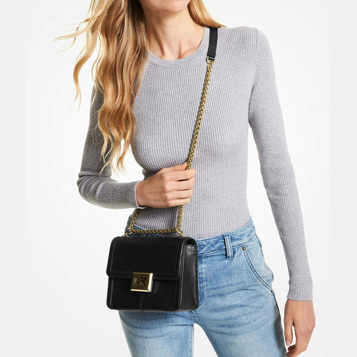 194900666036 迈克高仕MICHAEL KORS MK Sonia 链条皮革纯色翻盖挎包单肩包【19*8*15.5cm】 商品图3
