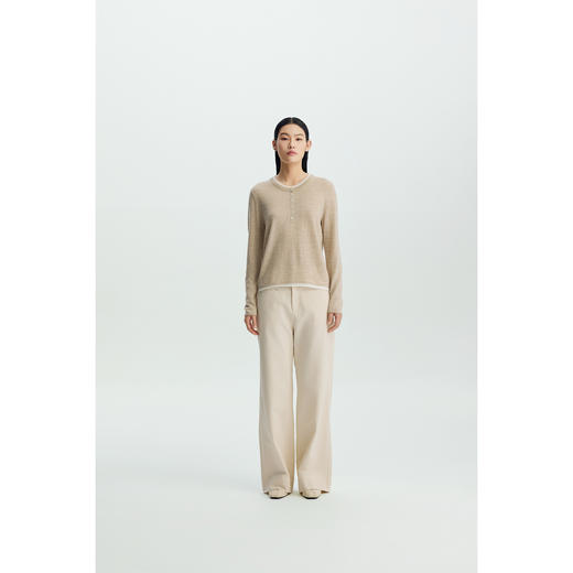 商场同款PURE TOUCH女装26春夏新款圆领羊毛针织衫撞色领宽松毛衣 商品图6