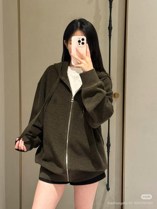 112-1 独家圆正 lew 一博同款 刺绣徽标 羊毛圈圈纱 男女同款拉链连帽衫 老朱穿S 商品图13