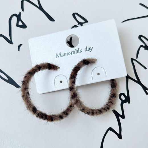 复古港风豹纹大圈圈耳环女秋冬季素圈耳饰耳环（30mm）-纪念日百货门店同款168197927 商品图3