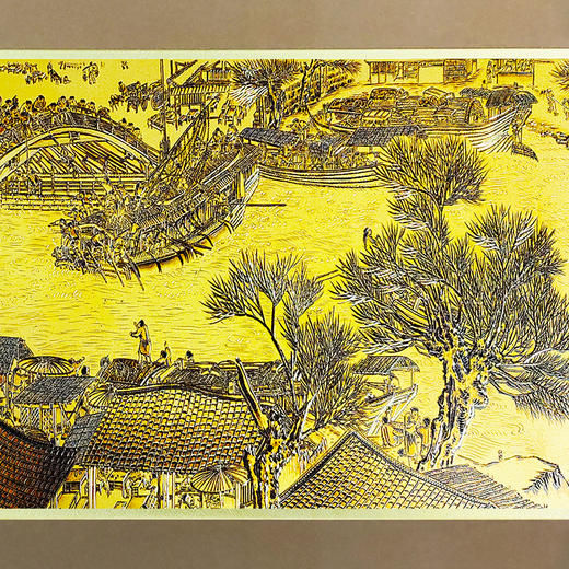 非遗传承大师何超献礼之作 清明上河图黄金彩雕版  贴金工艺 商品图2