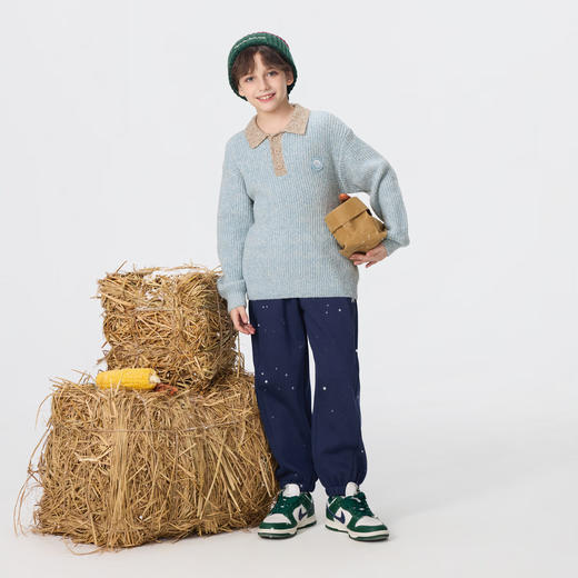 【MQD】【加绒】男童25冬新款街潮学院运动裤亲肤保暖女童卫裤 商品图3