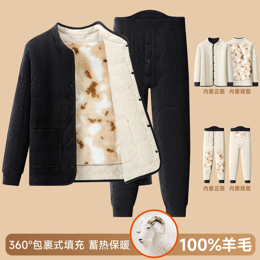【冬季护背+护膝】家居服男女中老年羊毛加绒加厚套装妈妈爸爸保暖睡衣 商品图3