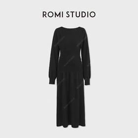 ROMI STUDIO“自信优雅”羊毛锦纶混纺两侧开叉连衣裙 RWDSL62175