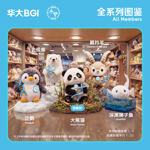 华大四极动物盲盒毛绒公仔玩偶藏羚羊企鹅北极熊狮子鱼尹烨推荐 商品图3