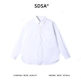SDSA男士秋冬新款痞帅男装韩版纯色宽松长袖衬衫外套百搭翻领衬衣