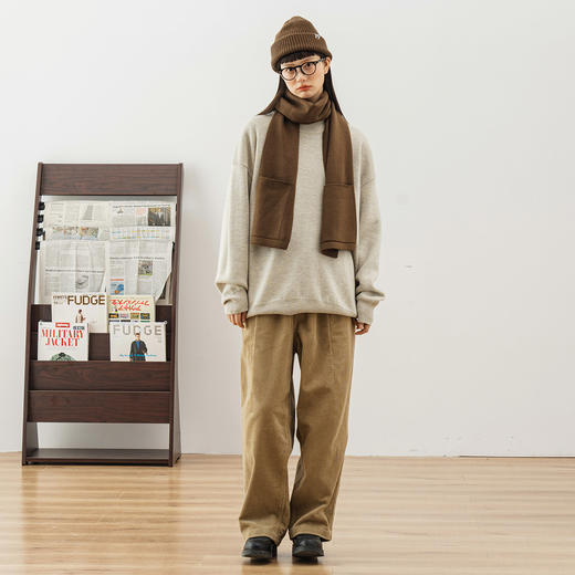 714street秋冬新款原创潮牌口袋插兜围巾纯色简约日系保暖长围脖 商品图3