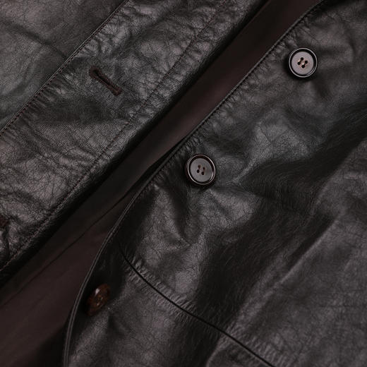 ROMI STUDIO棕标系列-法国头层小牛原皮哑光挺括皮大衣RWCWWG6668 商品图3