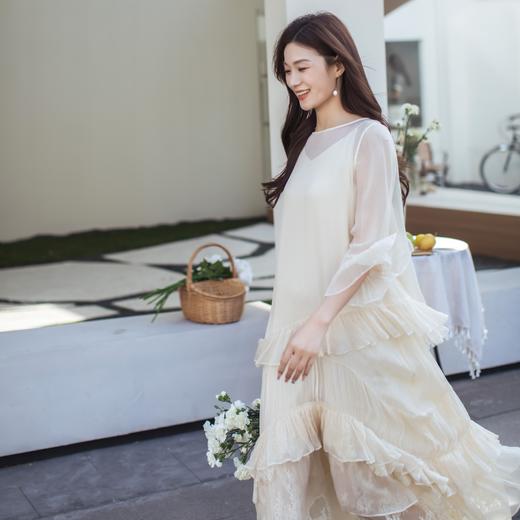 【林栖设计小店】叠叠清影|桑蚕丝荷叶边仙气2026春新款真丝连衣裙两件套1961176 商品图7