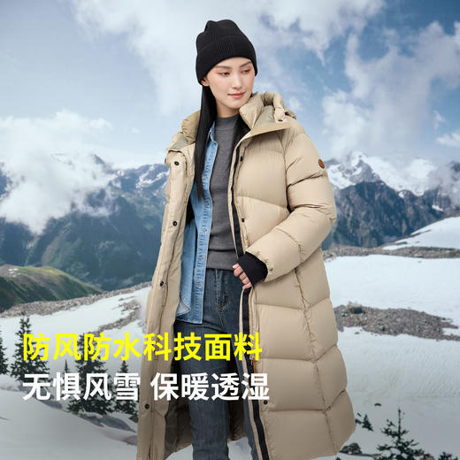 君羽800蓬鹅绒服女长款过膝冬新款加厚防风超长羽绒服外套I52296羽绒大衣 商品图4