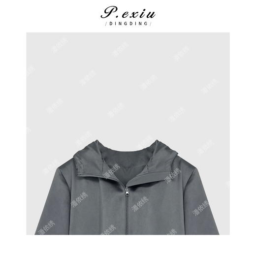 04-6潘依绣丁丁宠粉韩系简约抽绳连帽极简短外套Q1725 商品图2