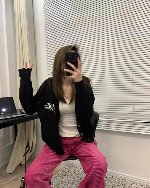 F011217百搭气质胸前刺绣字母针织开衫外套女款 商品图7