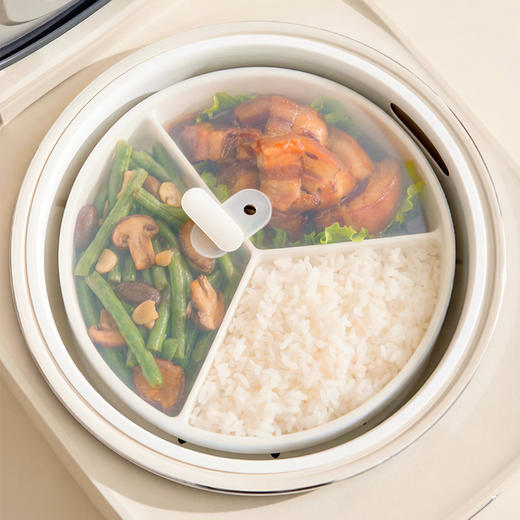 摩登主妇陶瓷三分格蒸盘电饭锅蒸笼家用减脂盘子宝宝儿童辅食餐盘 商品图3