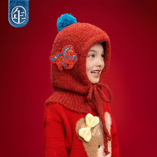 【盛世跃马针织帽】年衣儿童帽子冬季马年新款保暖新年毛线针织帽 商品图4