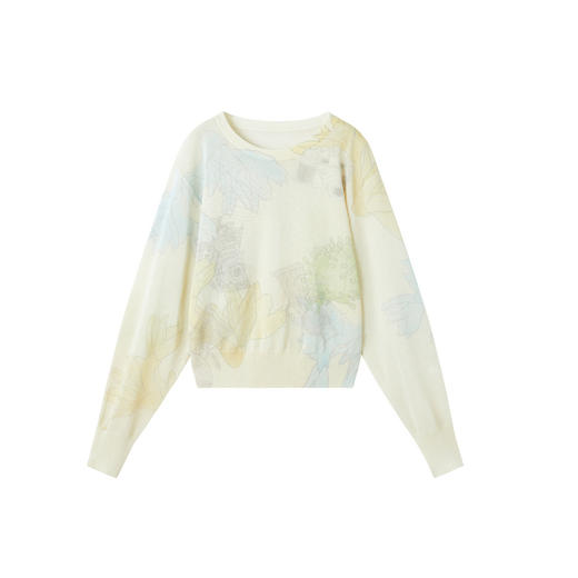 谜底套头针织衫长袖2026年春季新品干爽舒适印花毛衣女261MZ0310 商品图4