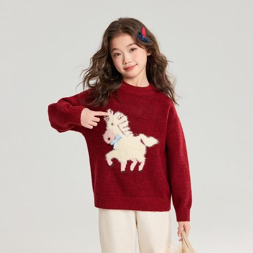 新年氛围制造机｜SIIJJEYY枝辑 「马上好运」亲子新年毛衣 软糯挺括，质感车厘子红/柚红色 男女同款 100-170码 商品图12