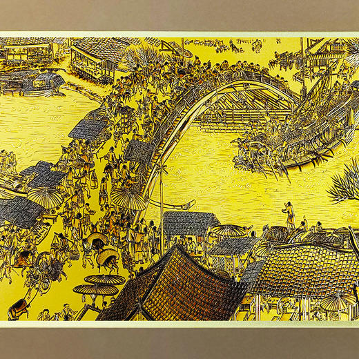 非遗传承大师何超献礼之作 清明上河图黄金彩雕版  贴金工艺 商品图1