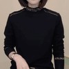 雀说新款纯色烫钻德绒时尚气质设计感女士T恤显瘦休闲长袖打底衫 商品缩略图3