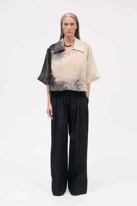 Mark Kenly Domino Tan 26PS 沙尘晕染seraphina轻量苎麻翻领上衣