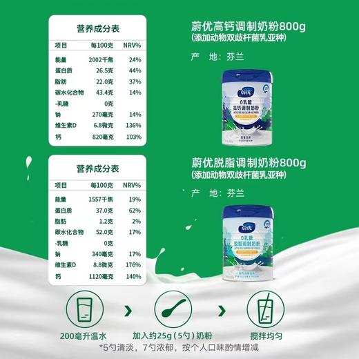 蔚优 芬兰原装进口 0乳糖 全脂奶粉/脱脂奶粉 盒装 350g 罐装 800g 商品图3