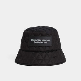 DSQUARED2 男士字母徽标贴片绗缝渔夫帽 黑色 HAM0098 11702380 2124