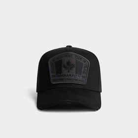 DSQUARED2 男士加拿大徽标刺绣棉质补丁棒球帽 黑色 BCM4011 05C00001 M436