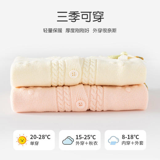 纯棉针织女童毛衣开衫A类蝴蝶结纯色针织婴儿毛衣秋冬款宝宝外套 商品图3
