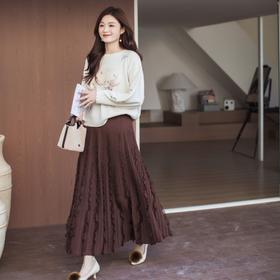 【林栖设计小店】宋瓷雅画|绵羊毛印花米白宽松新中式2026春新款毛织上衣1961049