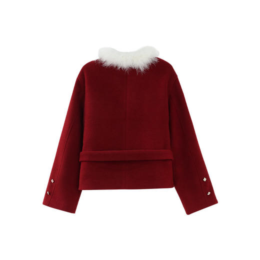 鹿向南「落日玫瑰」红色夹棉短款外套女春季新款小众设计感上衣 商品图2